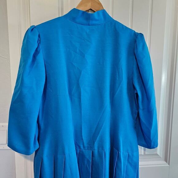 Vintage Pinup Dress Womens Size XL 70s Pleated Button Down Preppy Midi Handmade - Picture 7 of 9